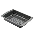 Farberware Bakeware 14.75 inch x 10.75 inch Nonstick Roaster with U-Rack, Gray