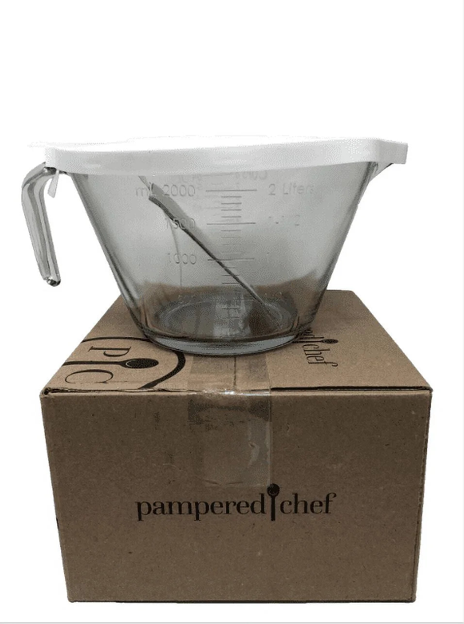PAMPERED CHEF #2431 8 CUP GLASS CLASSIC BATTER BOWL NEW 2013 STYLE WITH LID