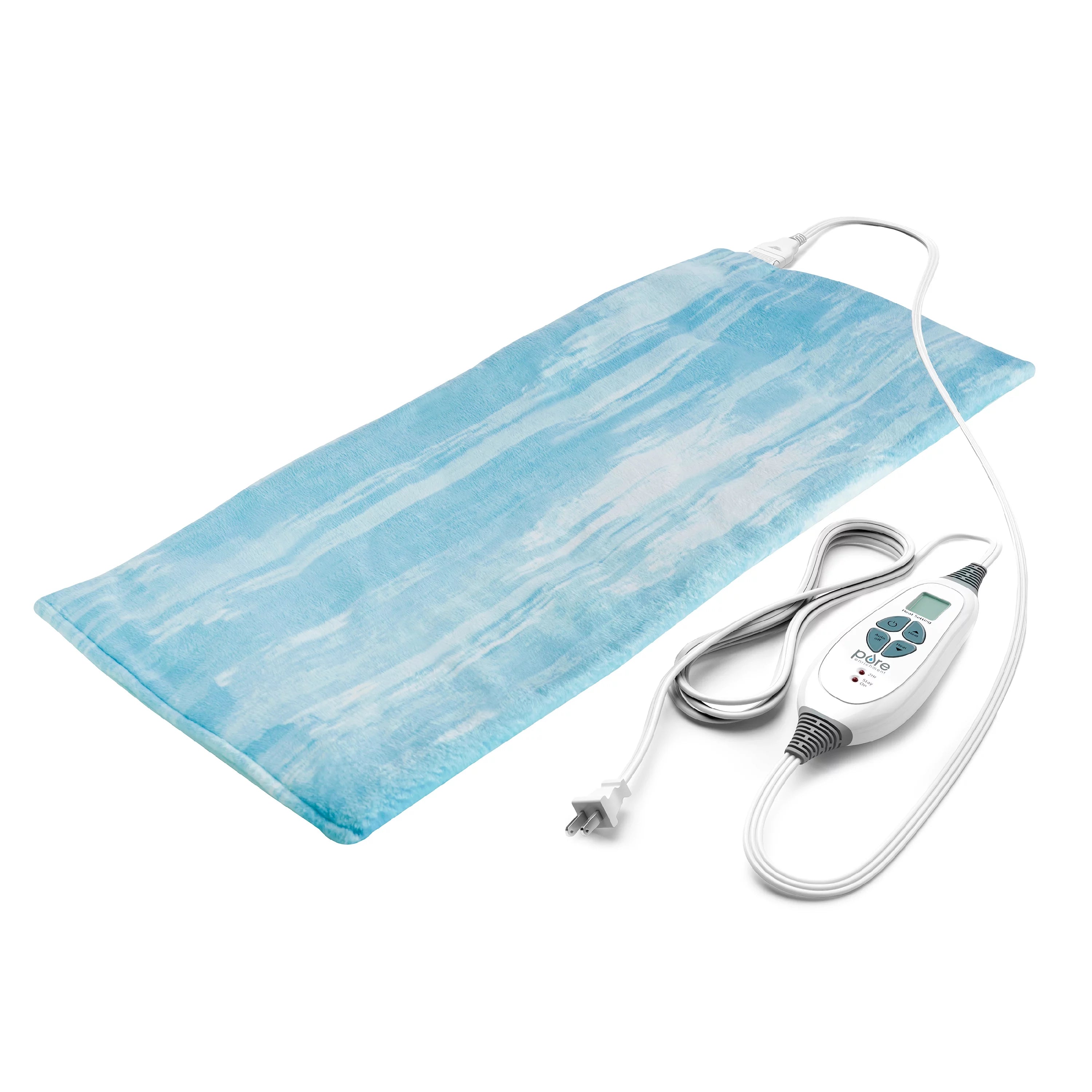 Pure Enrichment PureRelief Luxe Micromink Electric Heating Pad (12¡±x24¡±), 6 InstaHeat Settings, Ultra-Soft, Machine-Washable, Auto Shut-Off - For Temporary Pain Relief (Aqua Paint Designer Print)