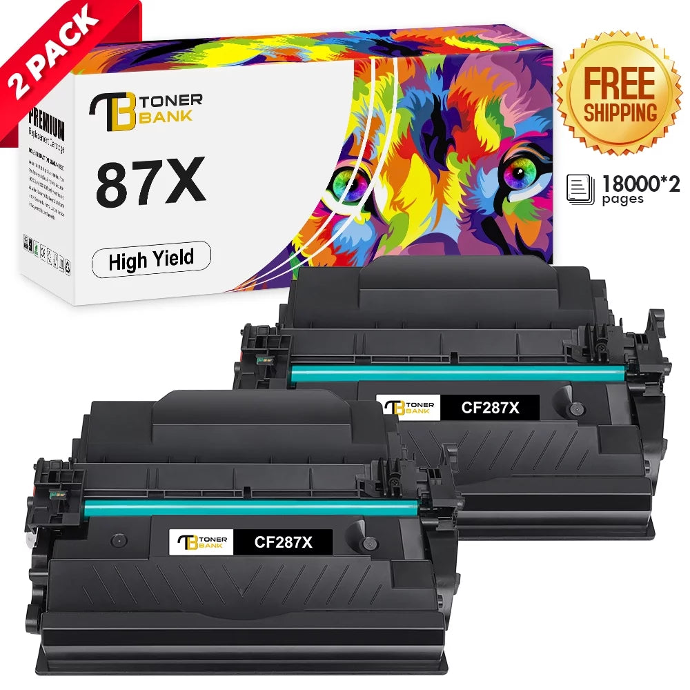 2-Pack 87X Toner Cartridge Compatible for HP CF287X 87X CF287A 87A LaserJet Enterprise M506 M506n M506x M506dn MFP M527 Series Pro M501n M501dn High Yield Black Printer Ink