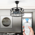 mollie 18 Flush Mount Caged Ceiling Fan with Remote Control, Reversible Low Profile Ceiling Fan without Light Bulbs for Living Room Kitchen Bedroom, Black