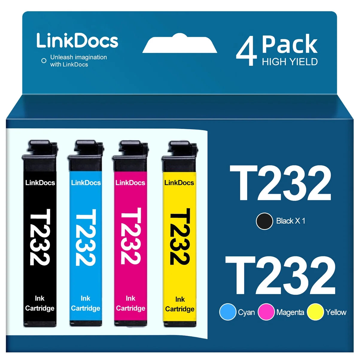 LinkDocs T222 222 Ink Cartridge Replacement for Epson 222 T222 Ink Cartridges for Epson WF-2960 Printer Expression Home XP-5200 Workforce (4 Pack)