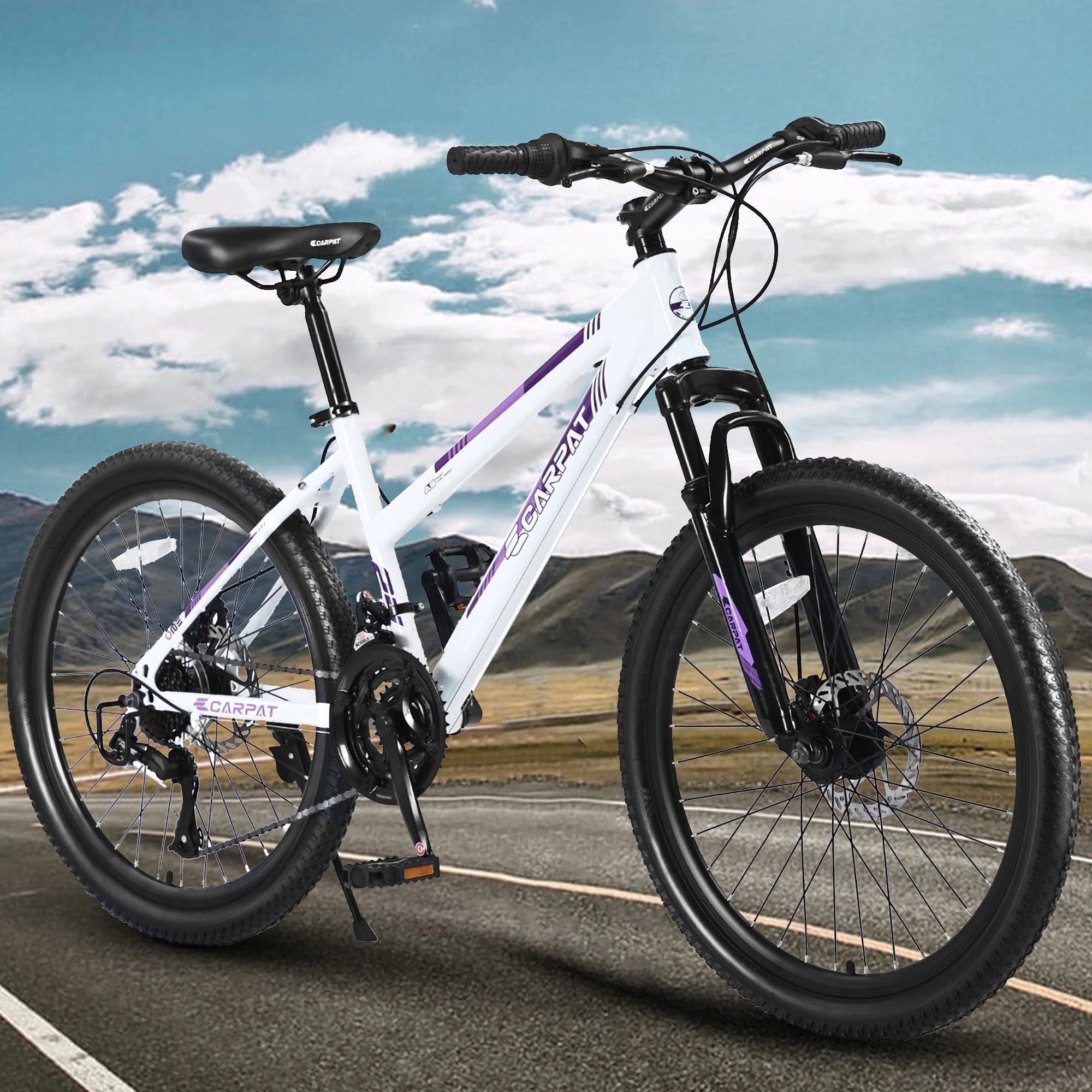 Youth/Adult Mountain Bike, 26 inch Womens Bicycles, Bicicletas Para Mujer for Teenagers Girls, Women MTB with Shimano 21 Speed Grip Shiter and Dual Hand Brakes, White