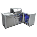 Mont Alpi 400 Deluxe 90 Degree Propane Gas Island Grill W/ Refrigerator Cabinet, Infrared Side Burner, & Rotisserie Kit - MAi400-D90FC
