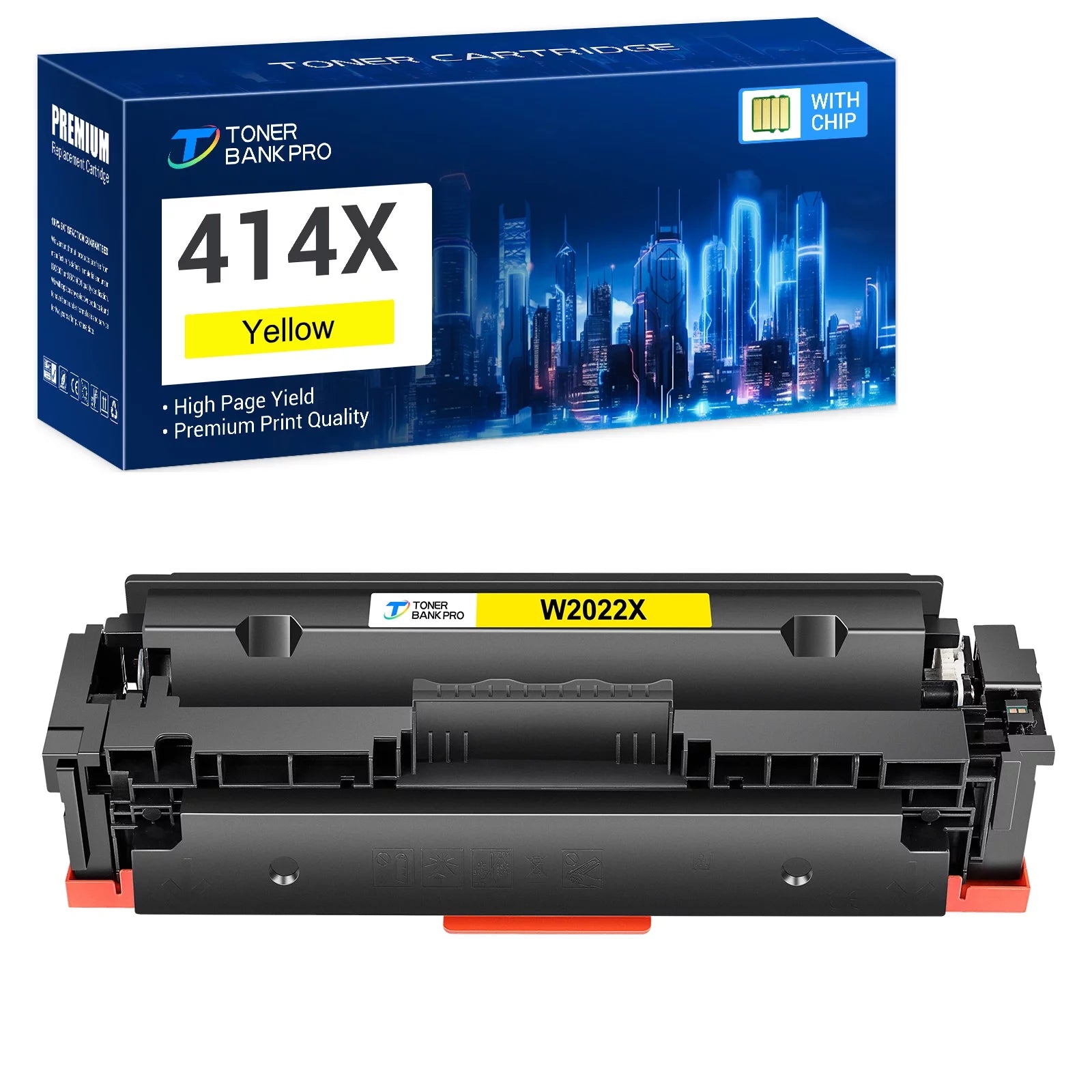 414X Toner Cartridge with Chip Compatible for HP W2022X 414X 414A Color LaserJet M454 M454dw Color LaserJet Pro MFP M479fdw Printer Replacement Toner Ink (Yellow)