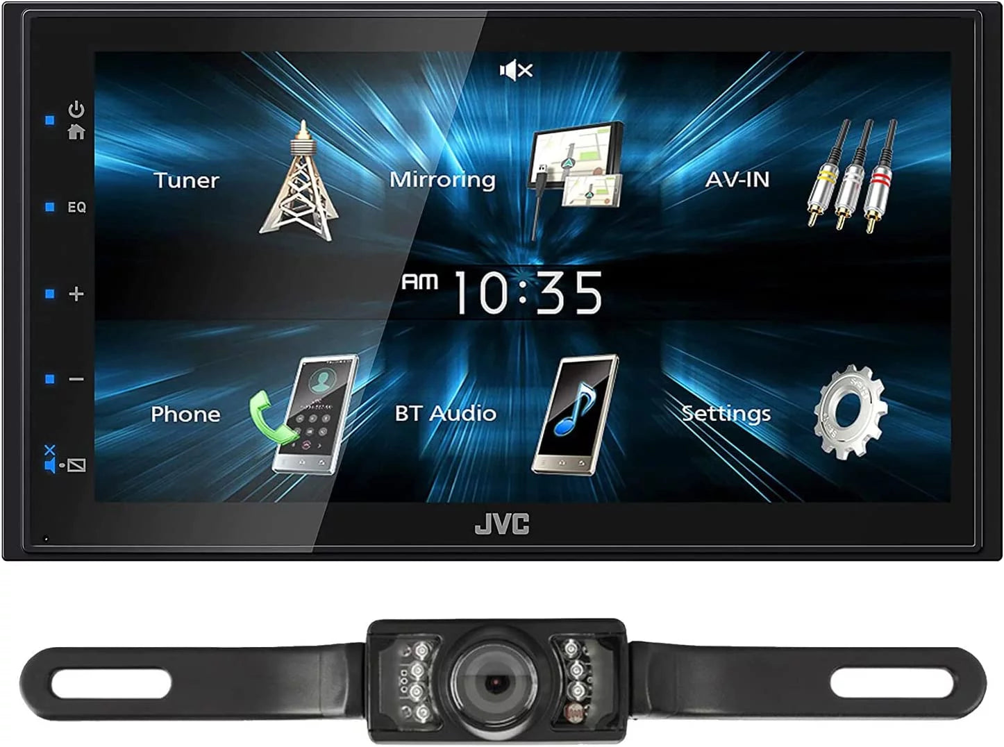 JVC KW-M150BT Bluetooth Car Stereo Receiver with USB Port 6.75 Display Radio MP3 Player Double DIN + Absolute CAM600 Camera