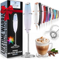 Zulay Kitchen Powerful Milk Frother Handheld Foam Maker for Lattes - Whisk Drink Mixer for Coffee, Mini Foamer for Cappuccino, Frappe, Matcha, Hot Chocolate  Coffee Creamer by Milk Boss (Black)