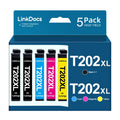 LinkDocs 202 XL Ink Cartridge for Epson 202 202XL T202 Ink Cartridgefor Workforce WF-2860 Expression Home XP-5100 All-in-one Printer ink( Black Cyan Magenta Yellow, 5-Pack)