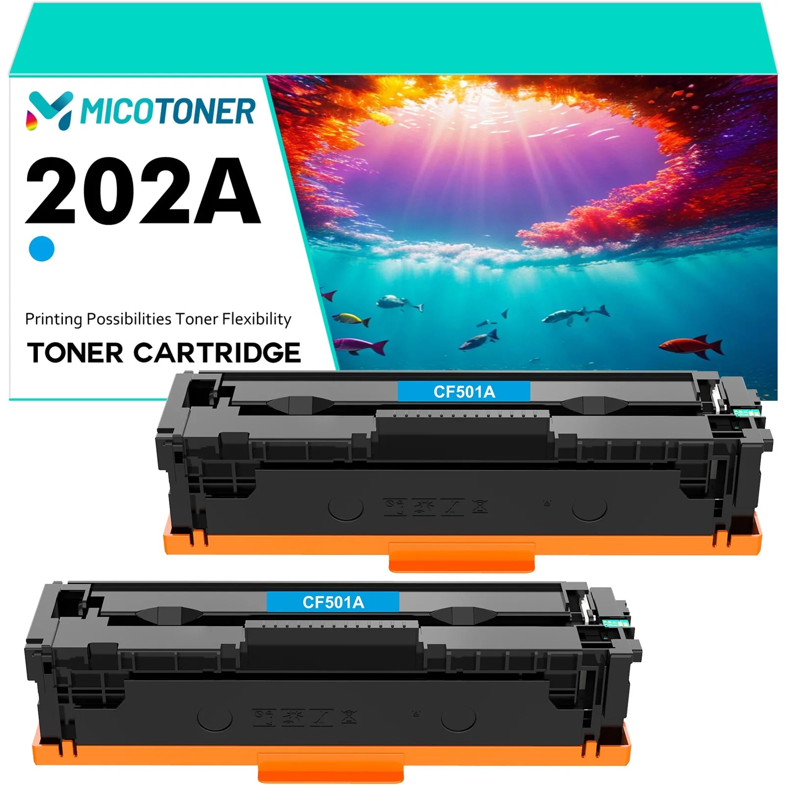 202A 2-Pack Compatible Toner Cartridge for HP CF501A 202A Work with HP Color LaserJet Pro MFP M281fdw M281fdn M281cdw M280nw Printer (Cyan)