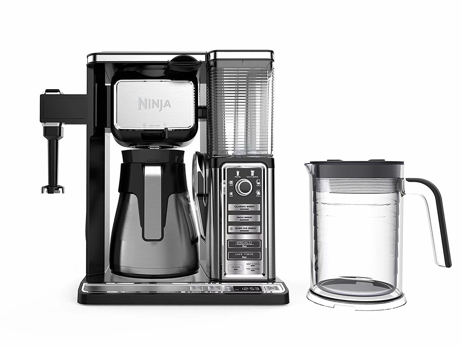Restored Ninja Coffee Bar Auto-iQ Programmable Coffee Maker with 6 Brew Sizes, 5 Brew Options, Milk Frother, Removable Water Reservoir, Stainless Carafe CF097 (Refurbished)