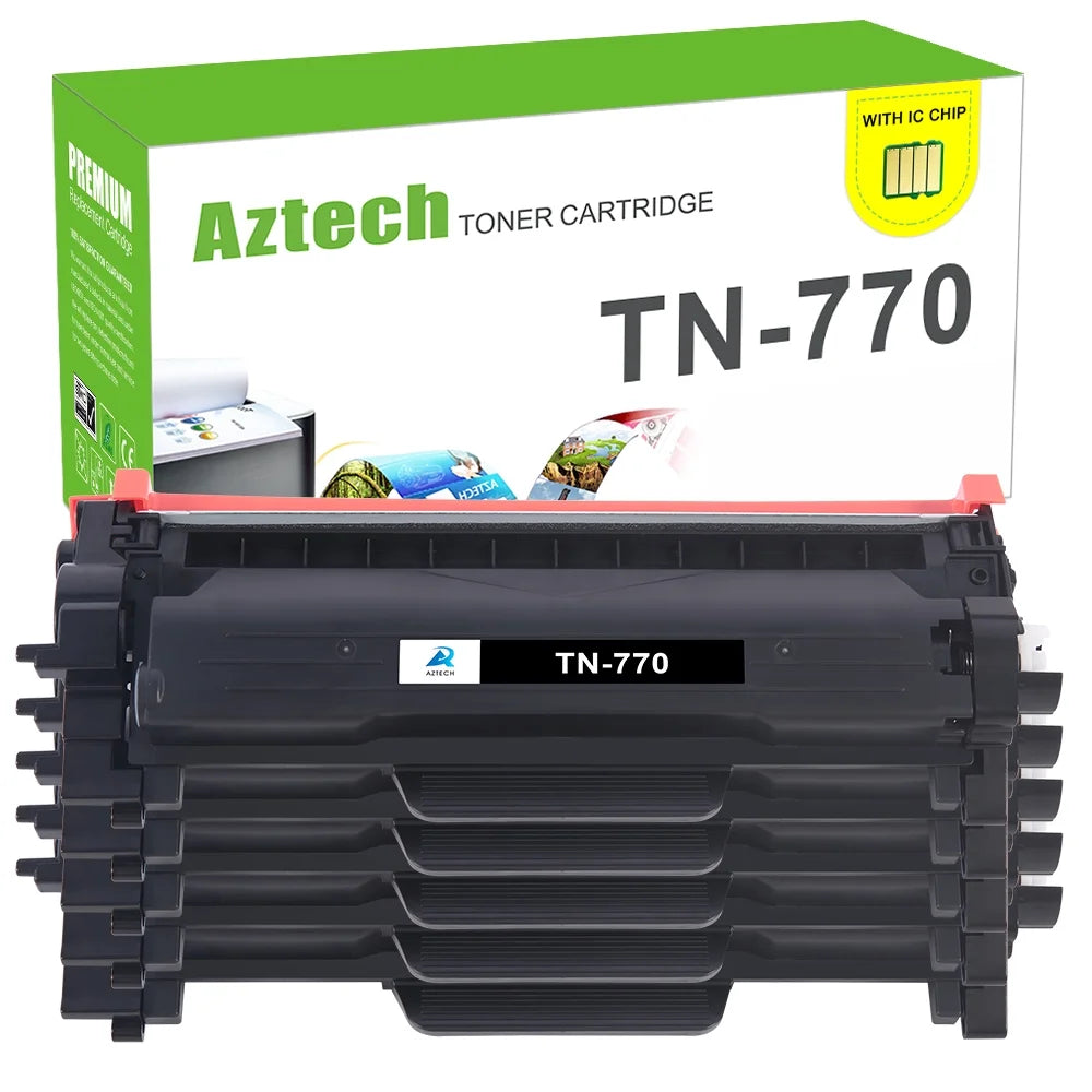 A Aztech Compatible Toner Cartridge for Brother TN-770 TN770 TN 770 MFC-L2750DW MFC-L2750DWXL HL-L2370DW HL-L2370DWX Printer (Black, 5-Pack)