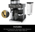 Ninja CFN602 Espresso & Coffee Barista System, Single-Serve Coffee & Nespresso Capsule Compatible, 12-Cup Carafe, Built-in Frother, Espresso, Cappuccino & Latte Maker, Black & Stainless Steel