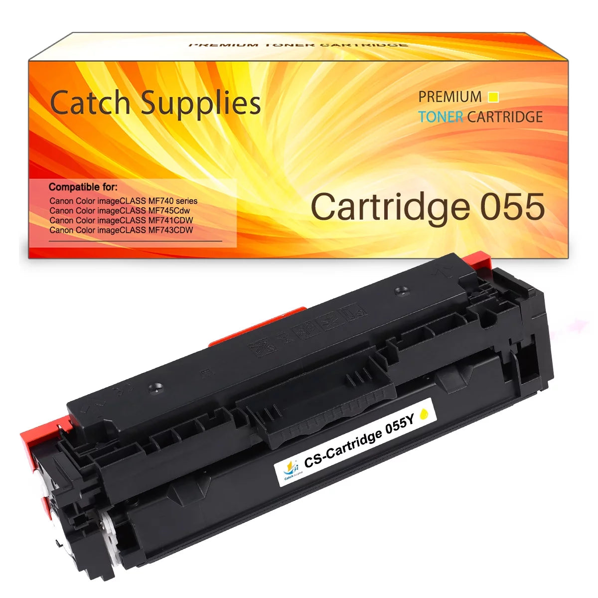 Catch Supplies Compatible Toner With Chip for Canon 055H 055 High Capacity Canon Color ImageCLASS MF743Cdw MF741Cdw MF746Cdw MF743 Printer Toner (Yellow, 1-Pack)