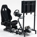 Supllueer G923 Racing Sim Cockpit with Monitor Mount &Seat Fit Logitech Fanatec CSL-DD Thrustmaster