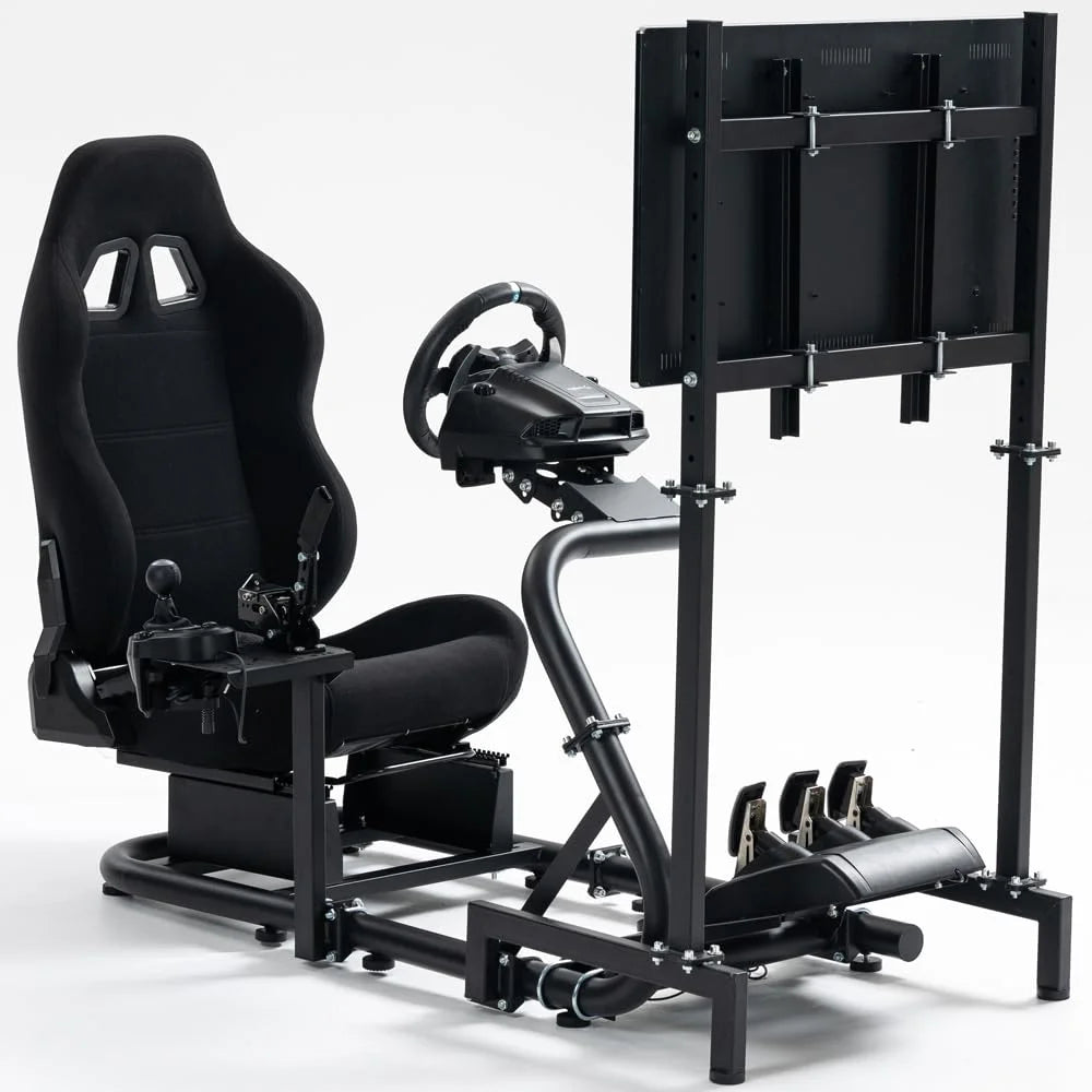 Supllueer G923 Racing Sim Cockpit with Monitor Mount &Seat Fit Logitech Fanatec CSL-DD Thrustmaster