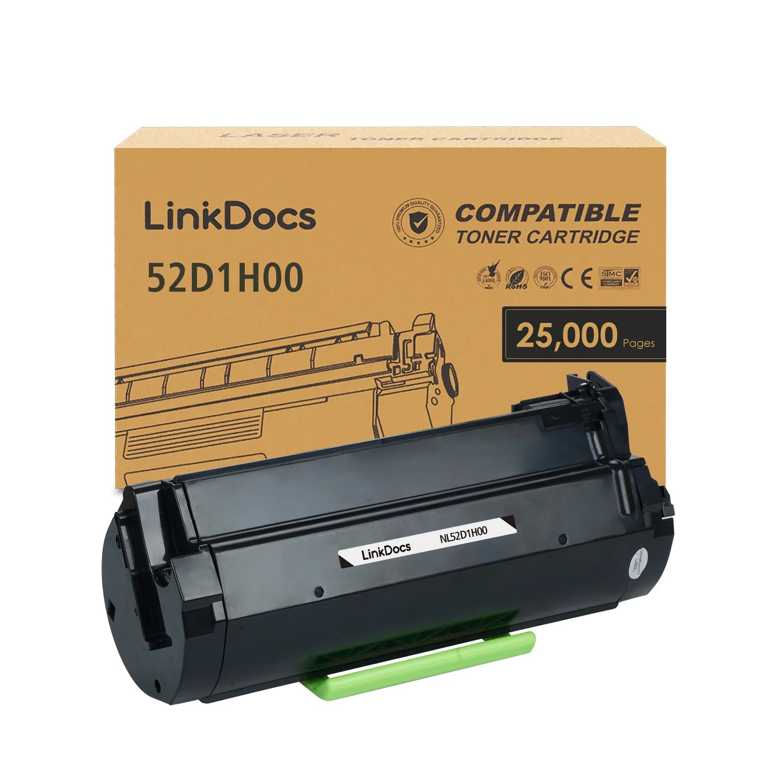 LinkDocs 521H, 52D1H00 High Yield Compatible Toner Cartridge for Lexmark MS710dn, MS710n, MS711dn, MS810de, MS810dn, MS810dtn, MS810n, MS811dn, MS811dtn, MS811n, MS812de, Laser Printer, 25,000 Pages