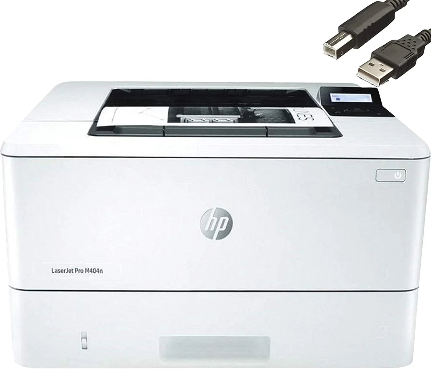 HP Laserjet Pro M404n Monochrome Printer with Built-in Ethernet, Auto-On/Auto-Off Technology, 40 ppm, 250-Sheet, 4800 x 600 dpi, Control Panel with a 2-line LCD, Bundle with JAWFOAL Printer Cable