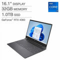 HP Victus 16.1 Gaming Laptop - 13th Gen Intel Core i7-13700HX - GeForce RTX 4060 - 144HZ 1080p - Windows 11 Notebook PC 32GB RAM 1TB SSD