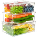 Annvchi Refrigerator Bins Fridge Organizer with Lid (7 Pieces), Stackable Storage Drawer Fridge Organizer, Fruit Container for Fridge, Bisphenol a Free
