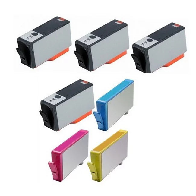 PrinterDash Remanufactured Replacement for HP PhotoSmart 7510/7520/B8550/C5300/C6300/D5400/D7500 High Yield Inkjet Combo Pack (4-BK/1-C/M/Y) (NO. 564XL) (CN680WM_4PK/N9H57FN_1PKMP)