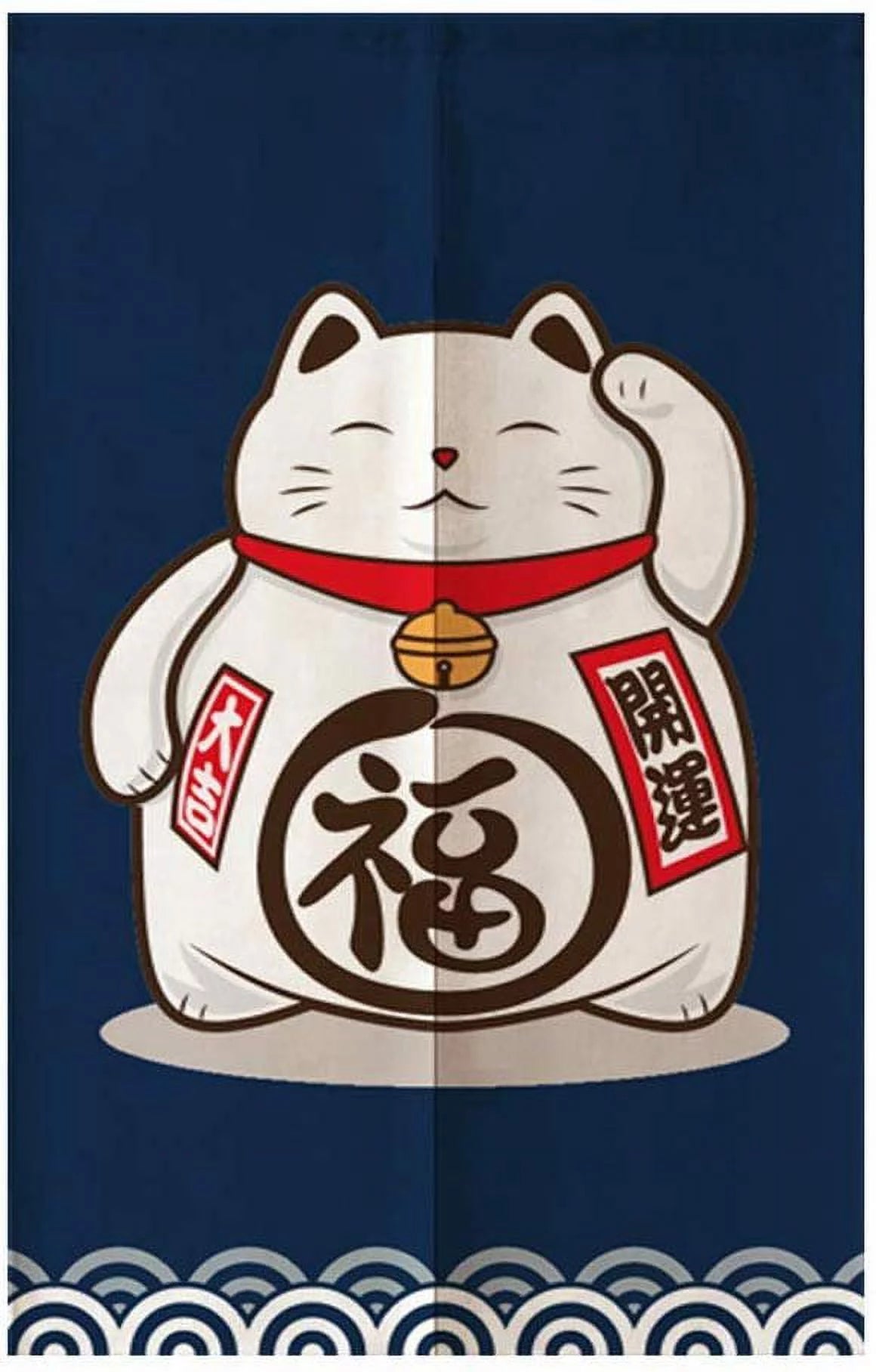 TJ Global Japanese Noren Doorway Curtain/Tapestry for Home or Restaurant - 33.5 x 59 (Blue Lucky Cat)