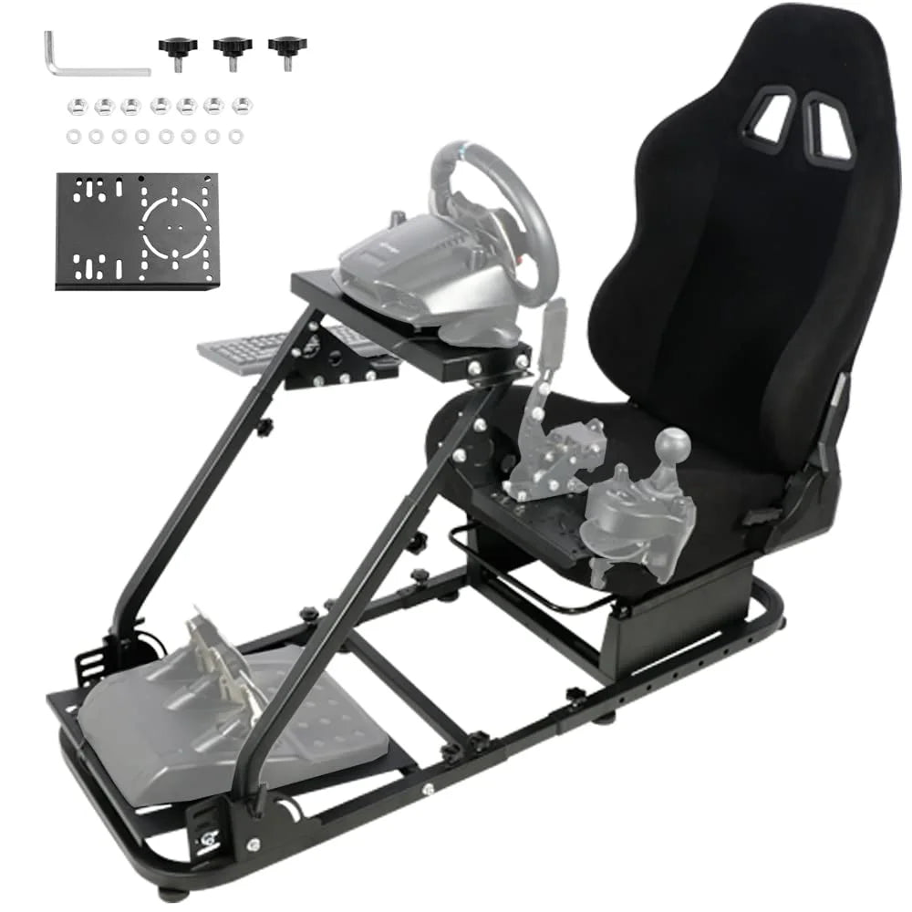 Supllueer Racing Flight Simulator Cockpit with Seat Fit Logitech X52 X56 Thrustmaster A10C
