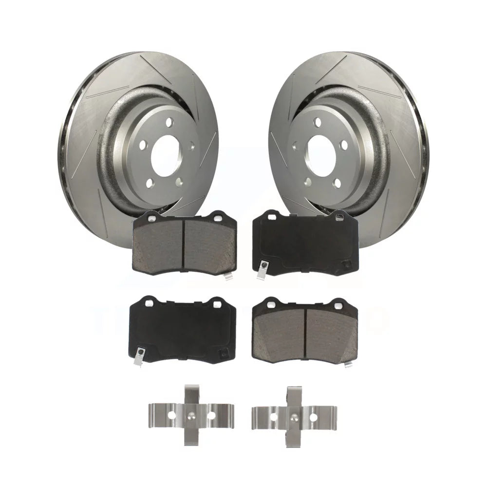 Transit Auto - Rear Coated Disc Brake Rotors And Ceramic Pads Kit For Dodge Charger Chrysler 300 Challenger Magnum KGC-101549