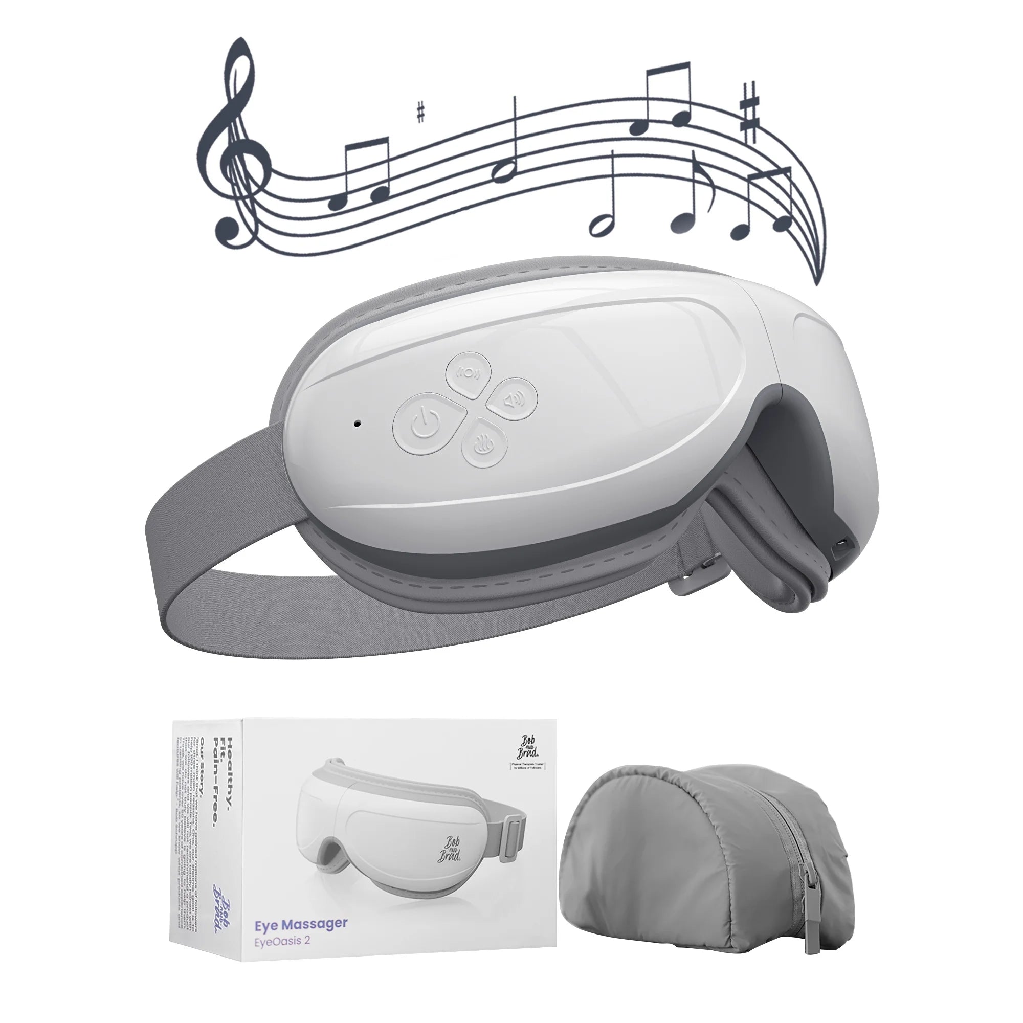 BOB AND BRAD Eye Massager EyeOasis 2 Heated Eye Massager for Migraines with Compression and Music Rechargeable Smart Eye Mask Massager Reduce Eye Strain Dry Eye Improve Sleep