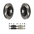 Transit Auto - Front Coated Drilled Slotted Disc Brake Rotors And Ceramic Pads Kit For Dodge Charger Chrysler 300 Challenger Magnum KDA-100252
