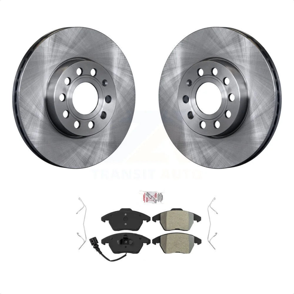 Transit Auto - Front Disc Brake Rotors And Semi-Metallic Pads Kit For Volkswagen Jetta Beetle Golf Rabbit Eos Audi A3 GTI Quattro K8A-104458