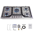 34 Inch 5 Burners Gas Cooktop, 36000 BTU Stainless Steel Gas Range Top, Gas Cooker Stove Propane Gas/Natural Gas Convertible (AHT34IN10S)