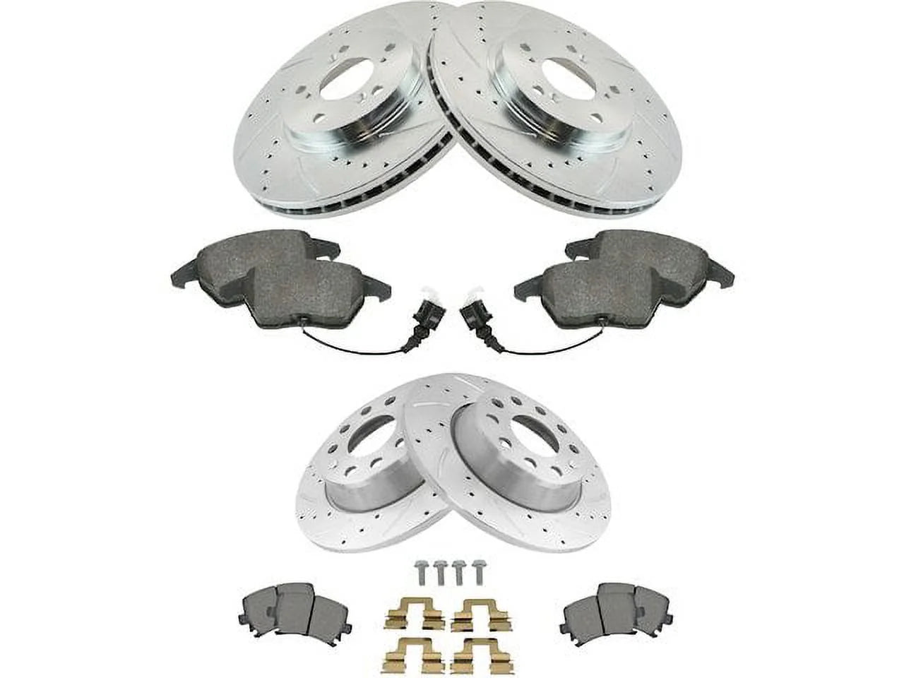 Front and Rear Brake Pad and Rotor Kit - Compatible with 2006 - 2009 Audi A3 2007 2008