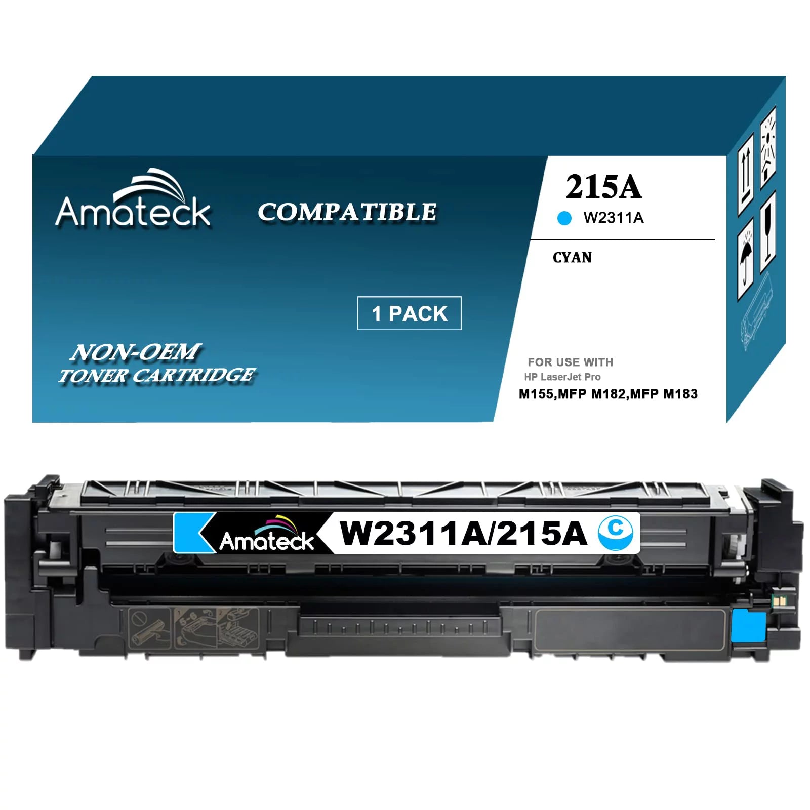 Amateck Compatible Toner Cartridge Replacement for HP W2311A 215A Cyan 1 Pack for Color Pro M155a, Color Pro M155nw, Color Pro MFP M182nw, Color Pro MFP M183fw