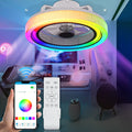 Magshion 20 Low Profile Ceiling Fan With Lights and Remote, Modern Flush Mount Enclosed RGB 7-Color Ceiling Fan With Smart APP Control Music Speaker For Bedroom Living Room Party, Black
