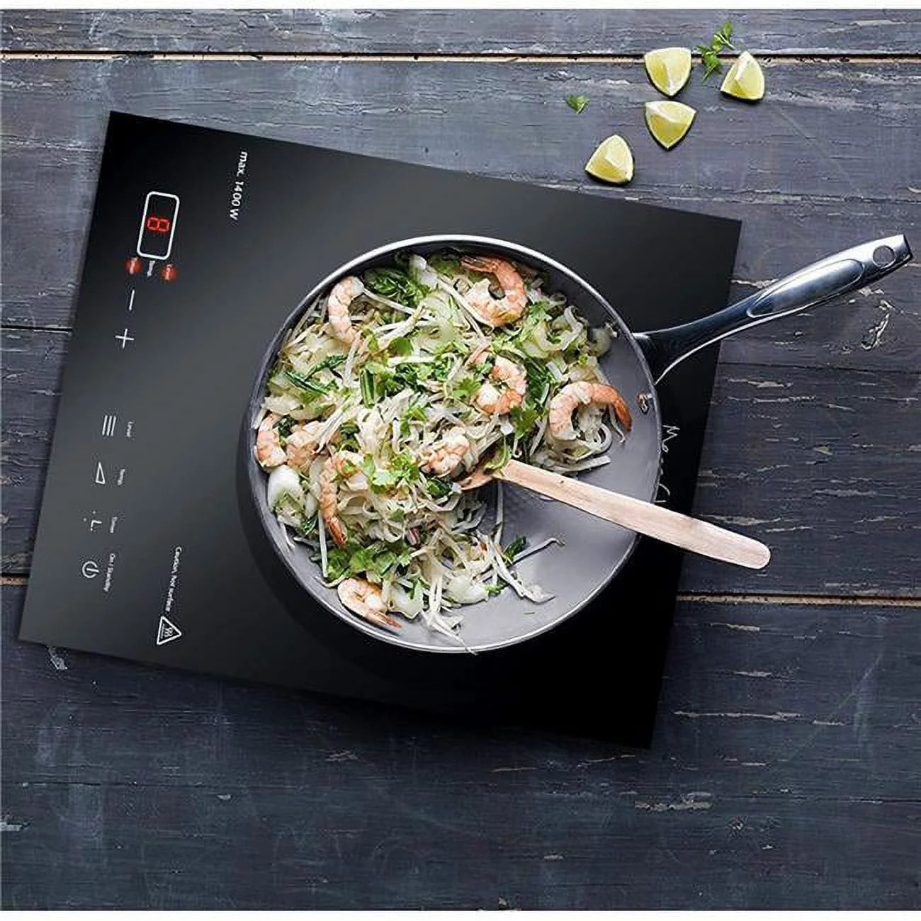 Megachef  Portable 1400W Single Induction Cooktop with Digital Control Panel - Black