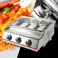 MIDUO 3-Burner BBQ Gas Grill w/Steel Shield, 18 Commercial Smokeless LPG Grill Griddle 2800PA, Multi-Function Stainless Steel Tabletop Cooker, Adjustable Height for Outdoor Backyard Cooking Camping