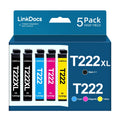 LinkDocs 222XL Ink Cartridge Replacement for Epson 222 Ink Cartridges 222XL for Expression Home XP-5200 Workforce WF-2960 Printer (Black, Cyan, Magenta, Yellow, 5 Pack)