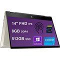 HP Premium Pavilion X360 14 2-in-1 Laptop 14 FHD IPS Touchscreen | 11th Gen Intel 4-Core i5-1135G7 (> i7-1065G7) | 8GB DDR4 512GB SSD | Backlit Fingerprint USB-C Win10 Pro Gold + 32GB Micro SD Card