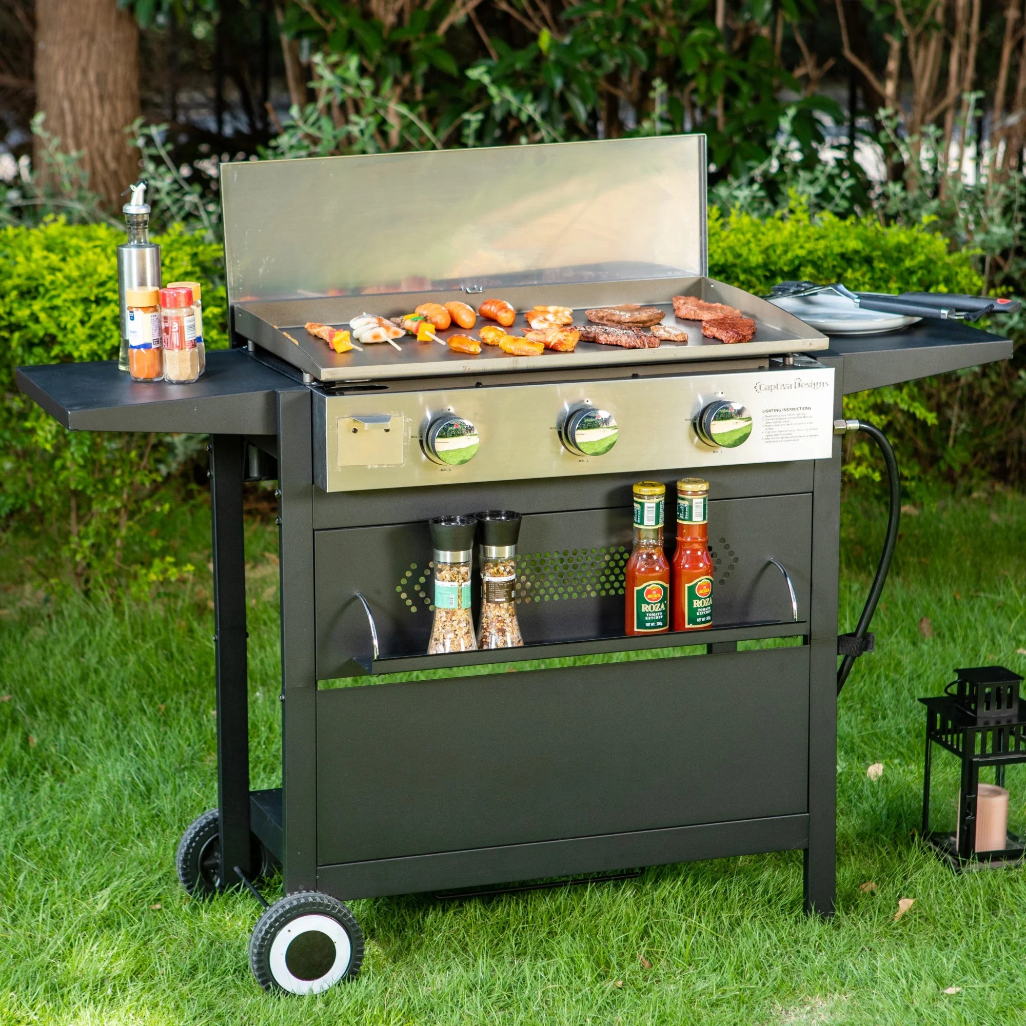 Alpha Joy 3-Burner Flat Top Gas Griddle Detachable Table Top Griddle for Camping