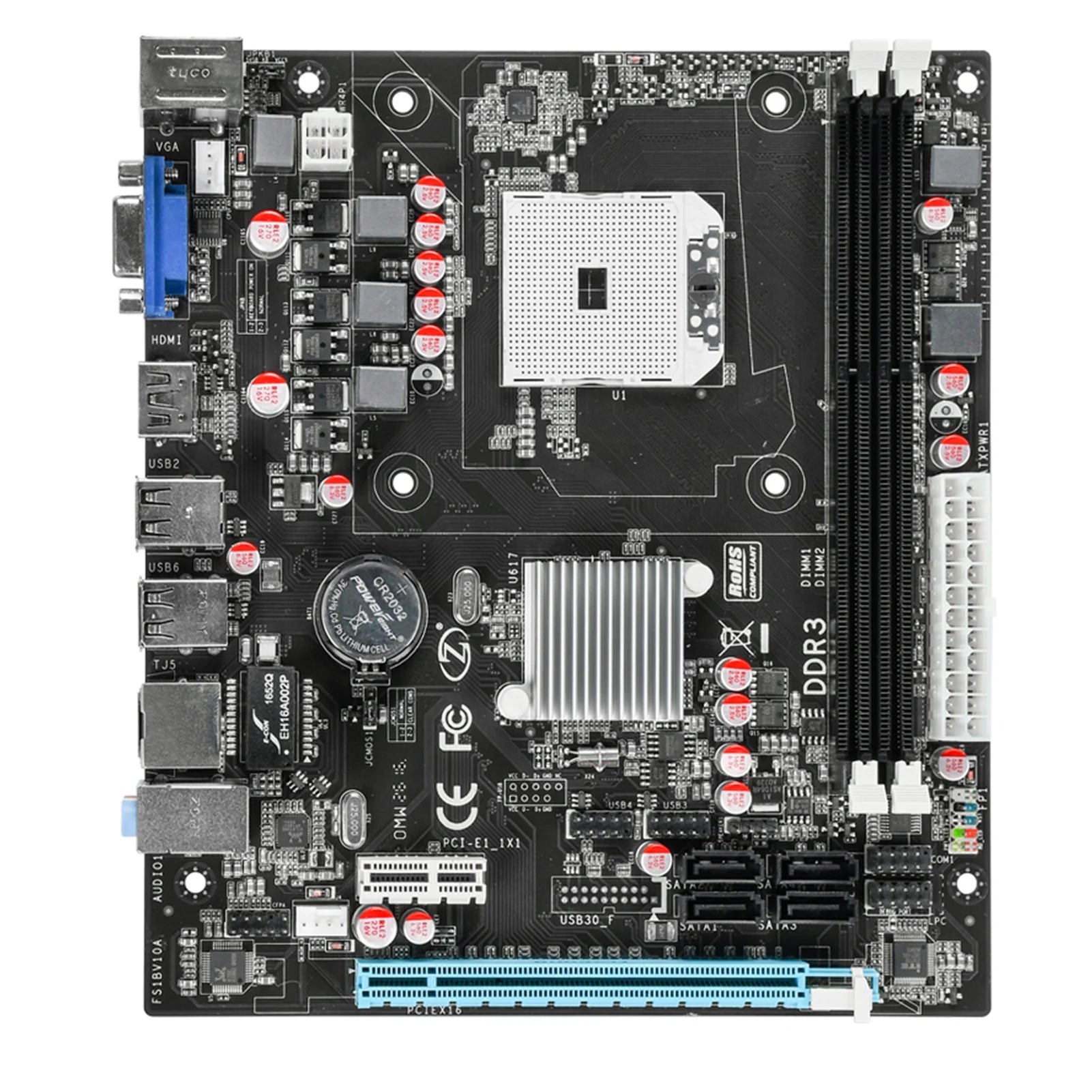 Lixada DDR3 FS1 Motherboard for AMD A4 A6 A8 Series 16G Memory 1066HMz/1333HMz Support with Realtek 100Mbit USB2.0 SATA2.0 High-Speed Transmission All-Solid Capacitors