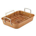 Ayesha Bakeware 11 x 15 Nonstick Roaster with Convertible Rack, Copper