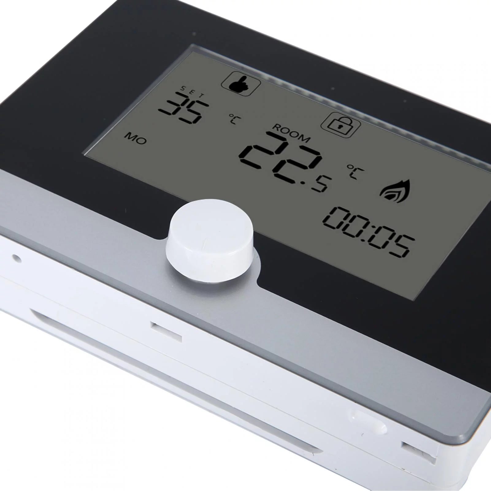 Adjustable Digital Programmable Thermostat Temperature Controller Convenient for Wall-hung Boiler Heating System Blue Backlight(Black)