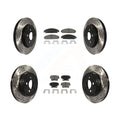 Transit Auto - Front Rear Coated Drilled Slotted Disc Brake Rotors And Ceramic Pads Kit For Dodge Charger Chrysler 300 Challenger Magnum KDC-100313