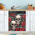Beautiful Rose and Skull Dishwasher Door Cover Reusable Trimmable Kitchen Fridge Front Decal Magnetic Home Refrigerator Magnet Decal Panels 23Wx26H Home Decor