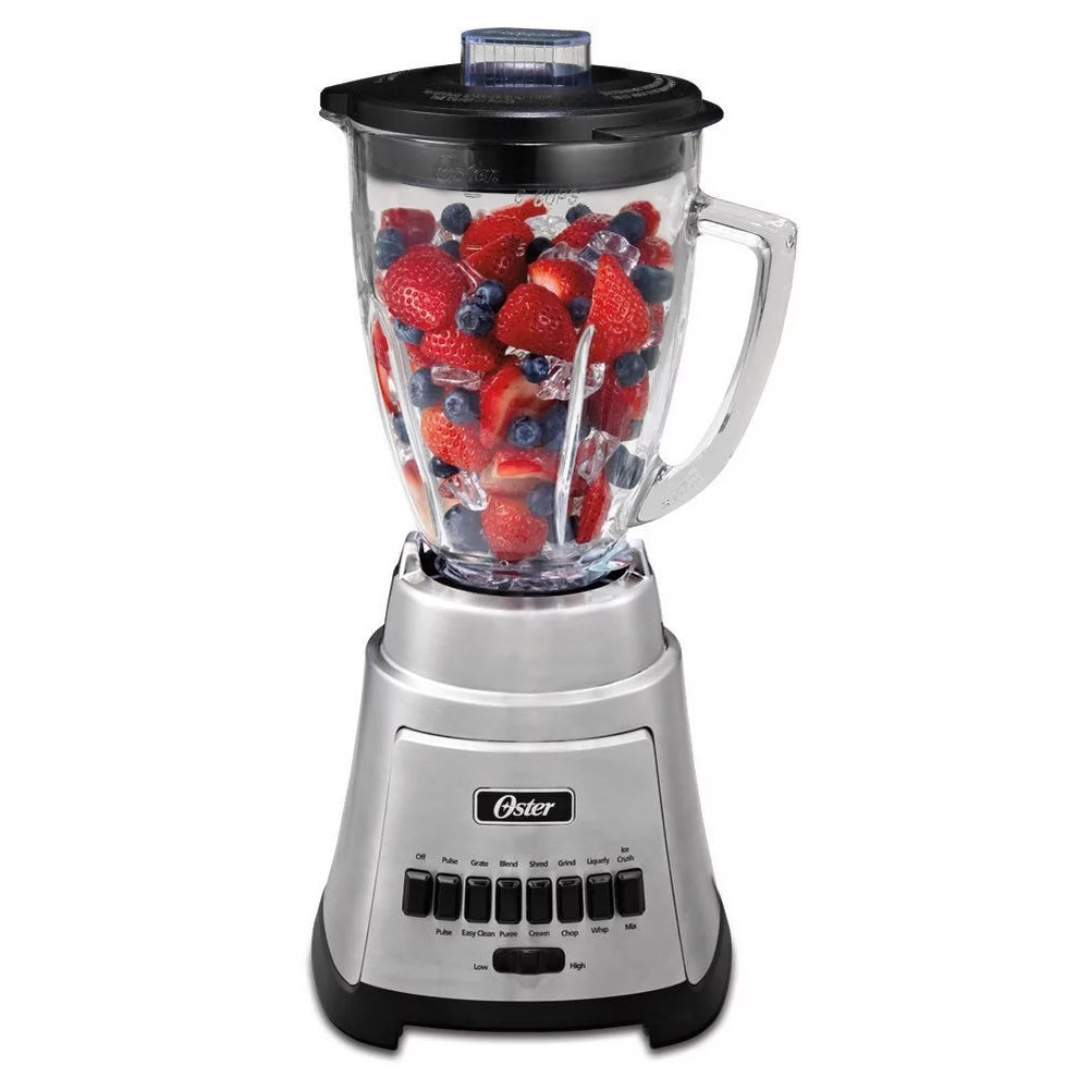 Oster BLSTFG-C00-000 6-Cup Glass Jar 12-Speed Blender Brushed Nickel