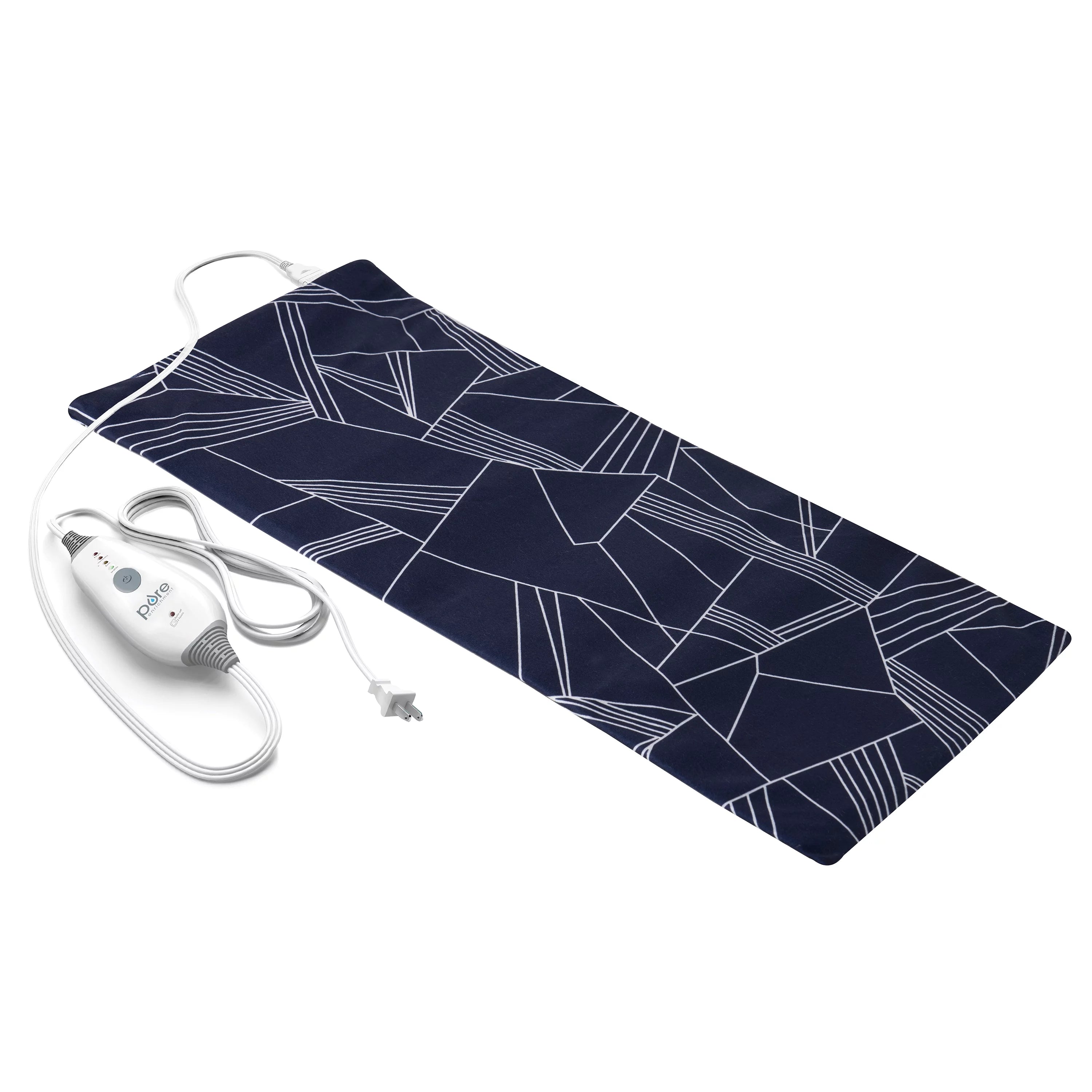 Pure Enrichment PureRelief Express Designer Series Electric Heating Pad - 12¡± x 24¡± Fast-Heating with 4 Heat Settings, Machine-Washable Fabric, & 2-Hour Auto Safety Shut-Off - Navy Graphic