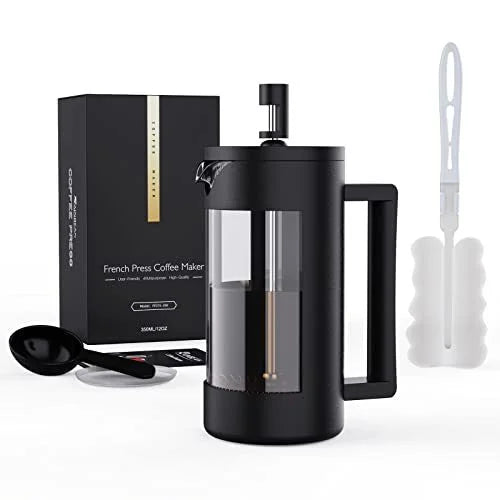 French Press Coffee Maker with Fine Filter System - 12 oz - Pure Flavorful Coffee