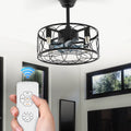 Magshion 18 Flush Mount Caged Ceiling Fan with Remote Control, Reversible Low Profile Ceiling Fan without Light Bulbs for Living Room Kitchen Bedroom, Black