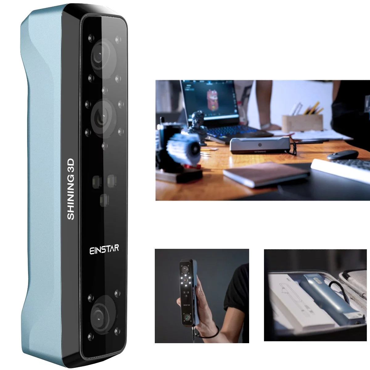 Shining3D Einstar Handheld 3D Scanner Built-in RGB Color Camera Full Color Scan, 14 Fps Scanning Speed with Scanning Software for 3D Printing, Healthcare, Art, Digital Archiving