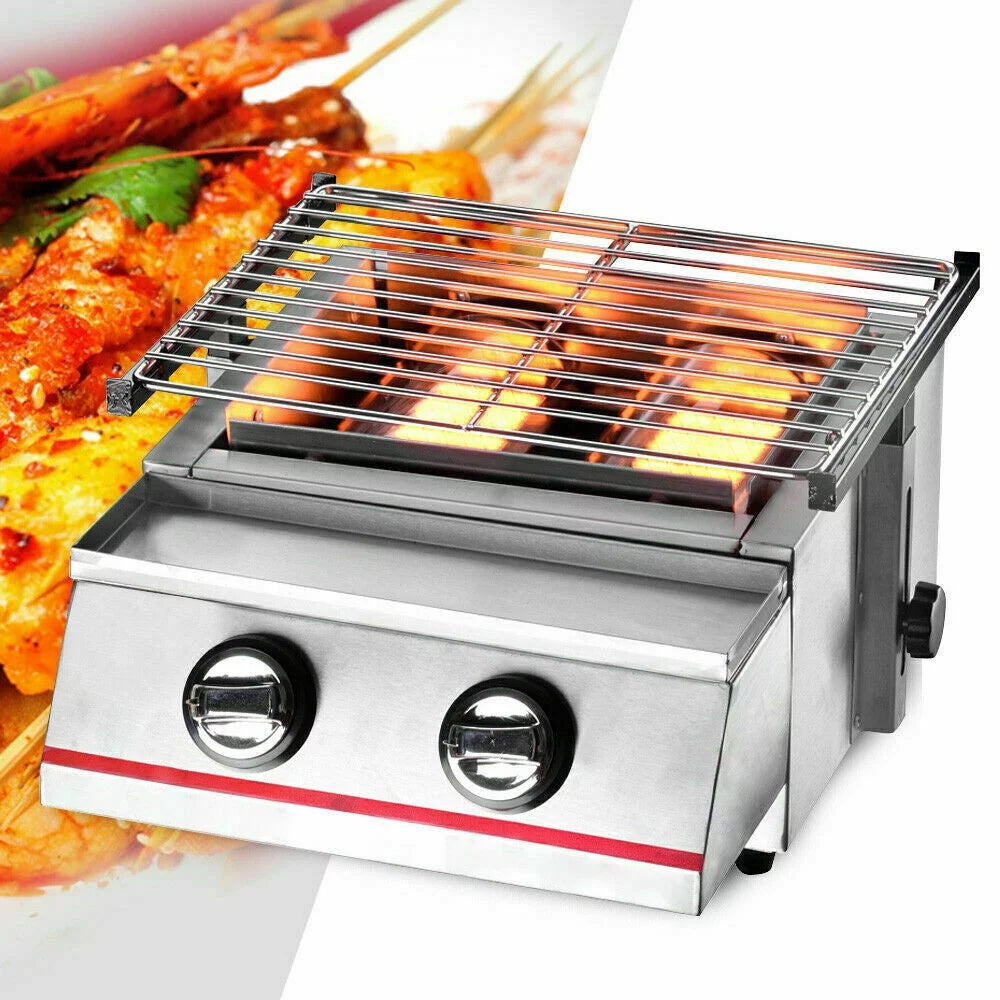 MIDUO 2 Burner Gas Grill Outdoor Camping Portable Barbecue Cooker with Warming Rack